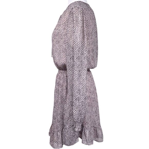 WAYF Laura Mini Dress Size Medium Animal Print Cheetah Stripe Long Sleeve EUC - Picture 5 of 15